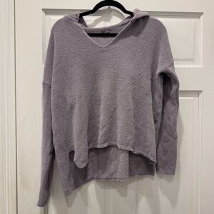 Aerie Beyond Chenille V-Neck Hoodie Lavender Purple XS Oversized Soft Sweater